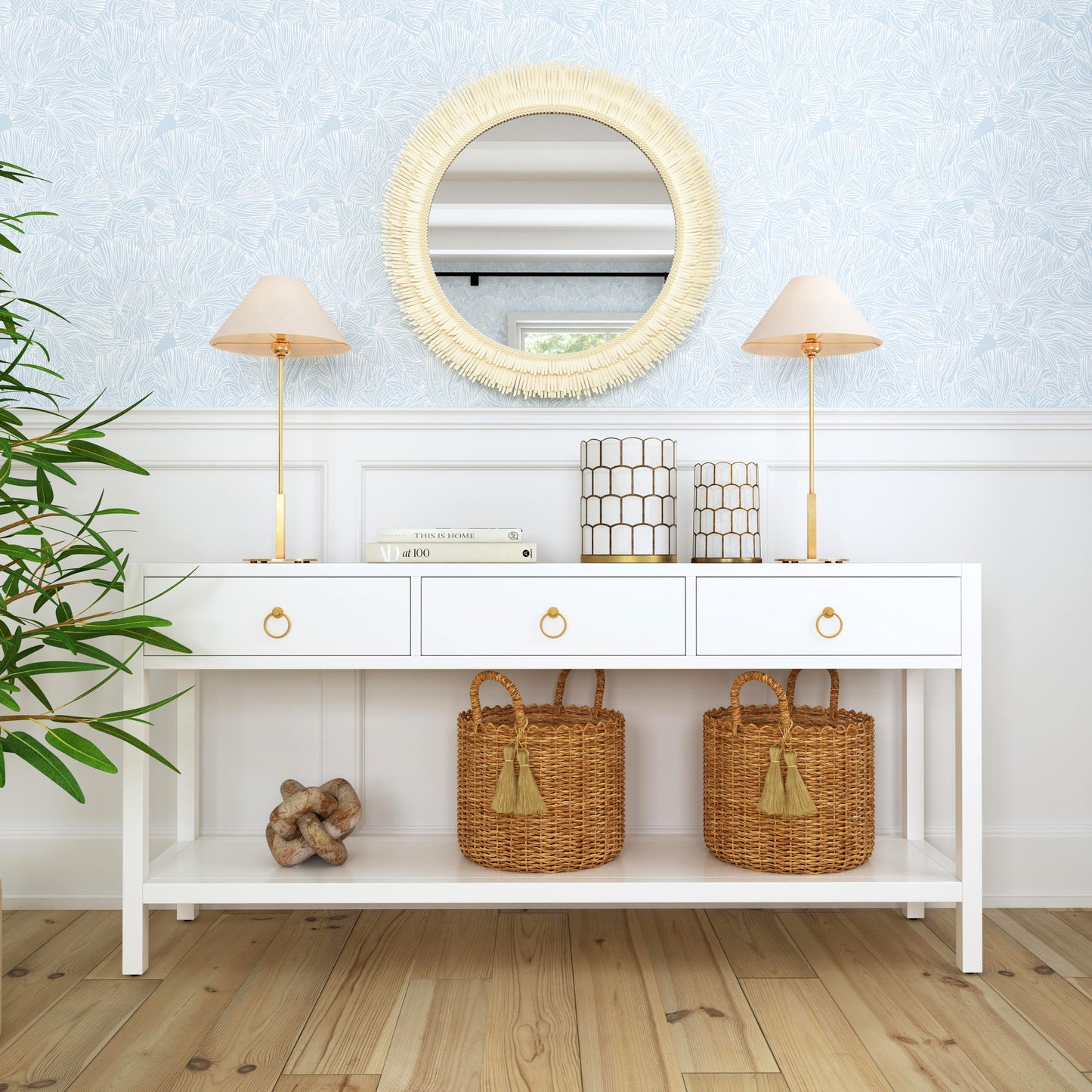 Lark 3 Drawer 65" Console Table in White 5701304