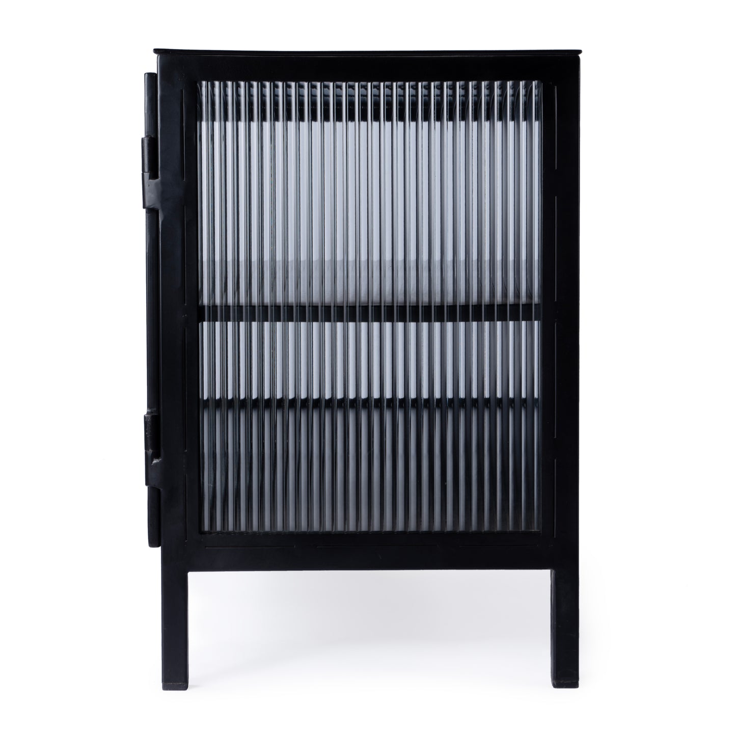 Hoxton Ribbed Glass 2- Door TV Stand in Black 5703025
