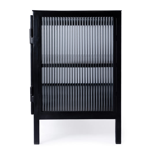 Hoxton Ribbed Glass 2- Door TV Stand in Black 5703025