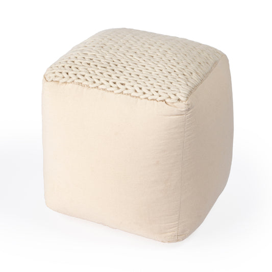 Butler Specialty Company Fernandos 20 in. W  Square Woven Pouffe, Cream, Ivory