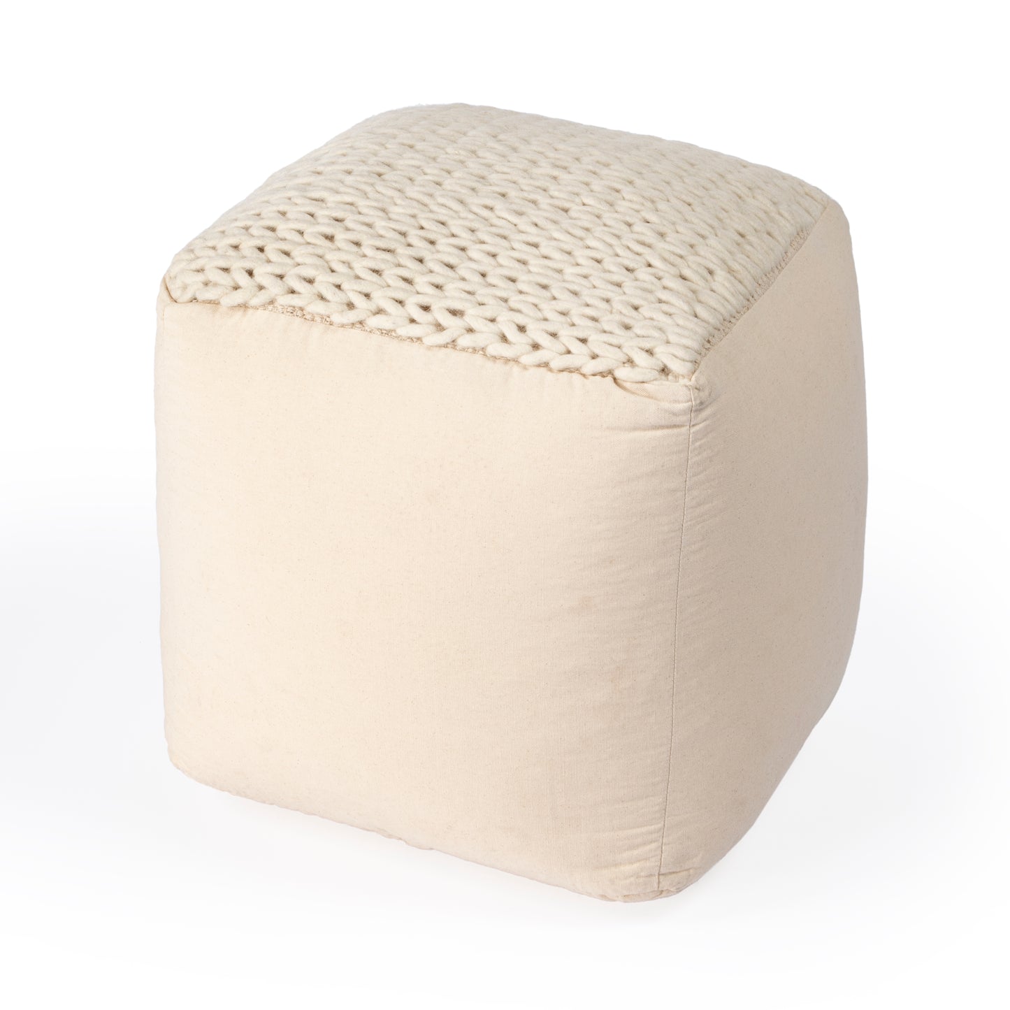 Butler Specialty Company Fernandos 20 in. W  Square Woven Pouffe, Cream, Ivory