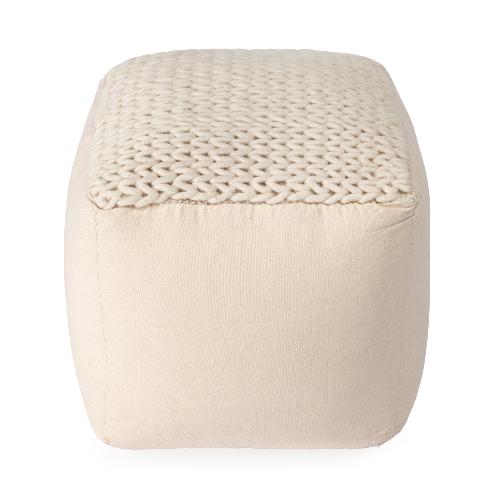 Butler Specialty Company Fernandos 20 in. W  Square Woven Pouffe, Cream, Ivory