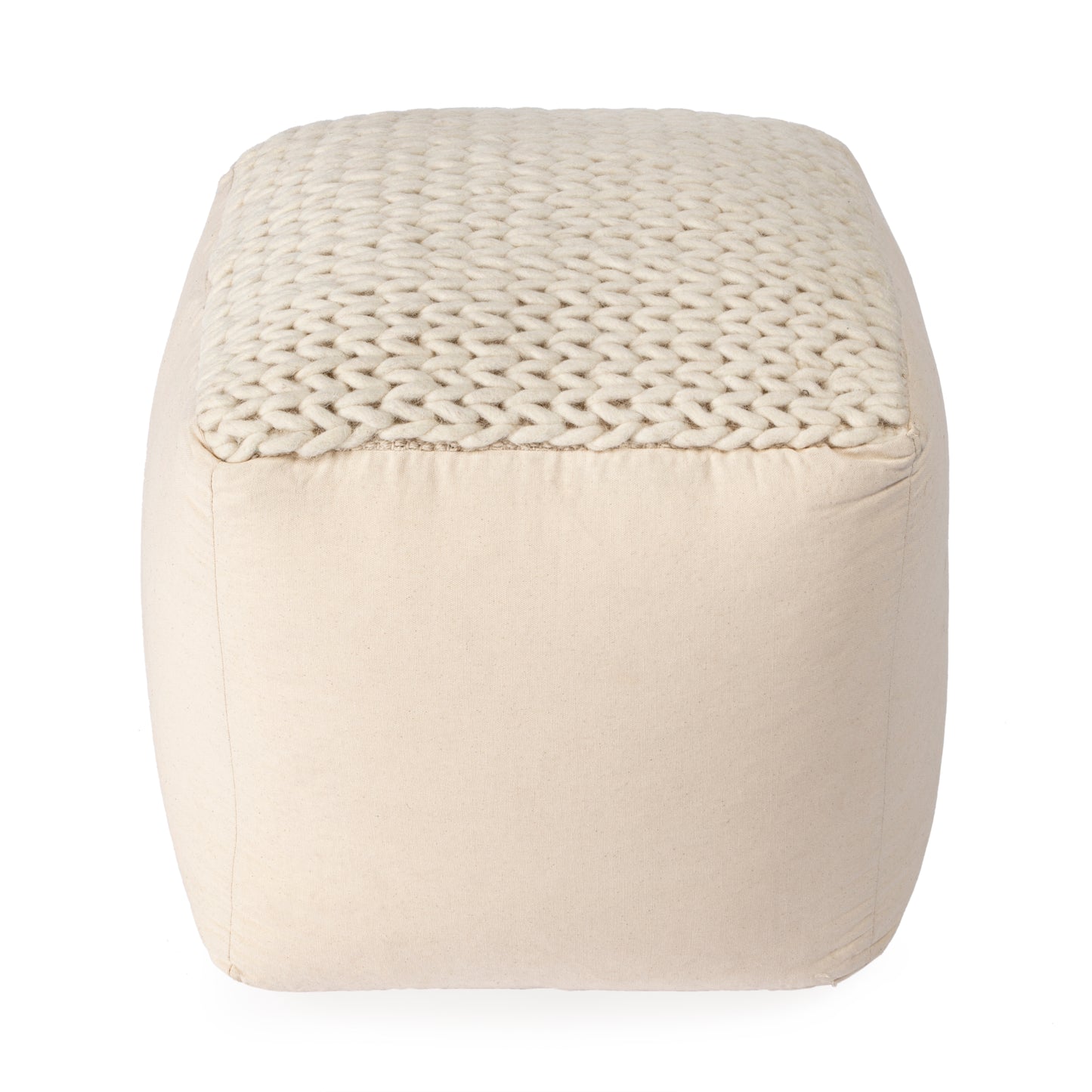 Butler Specialty Company Fernandos 20 in. W  Square Woven Pouffe, Cream, Ivory