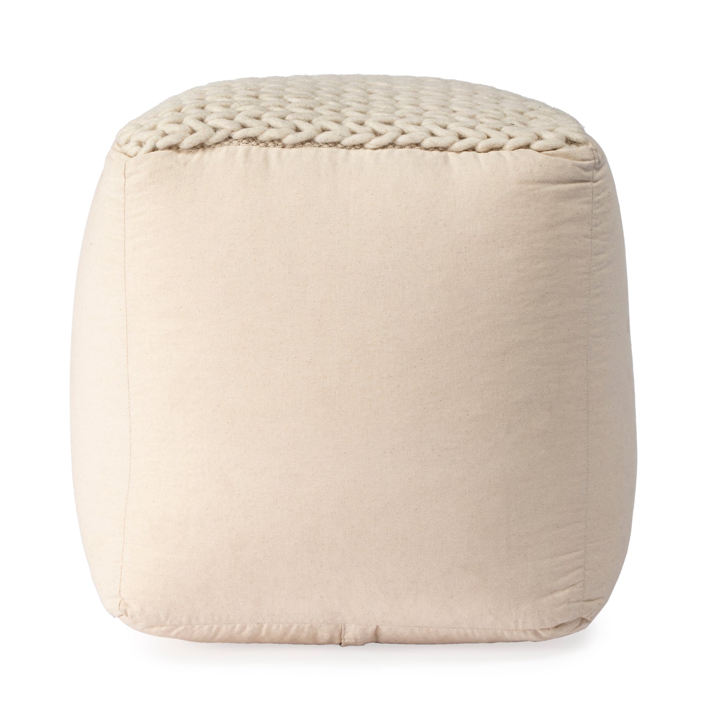Butler Specialty Company Fernandos 20 in. W  Square Woven Pouffe, Cream, Ivory