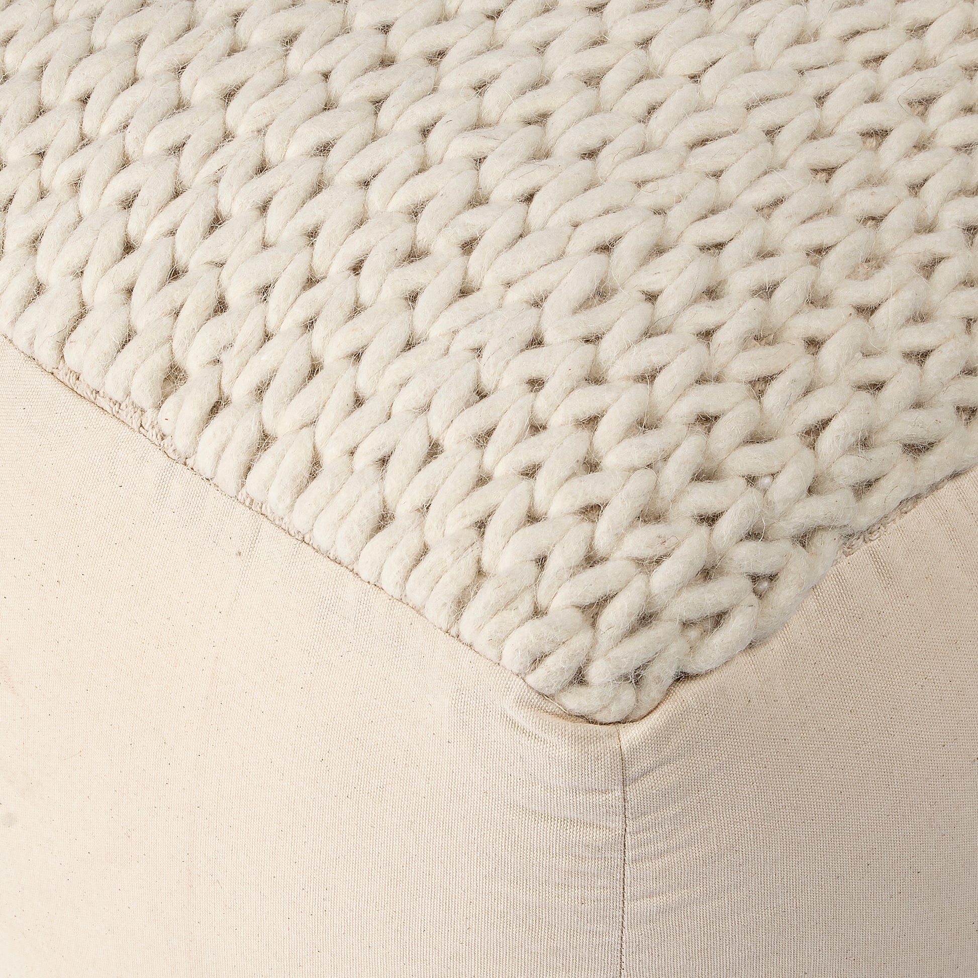 Butler Specialty Company Fernandos 20 in. W  Square Woven Pouffe, Cream, Ivory