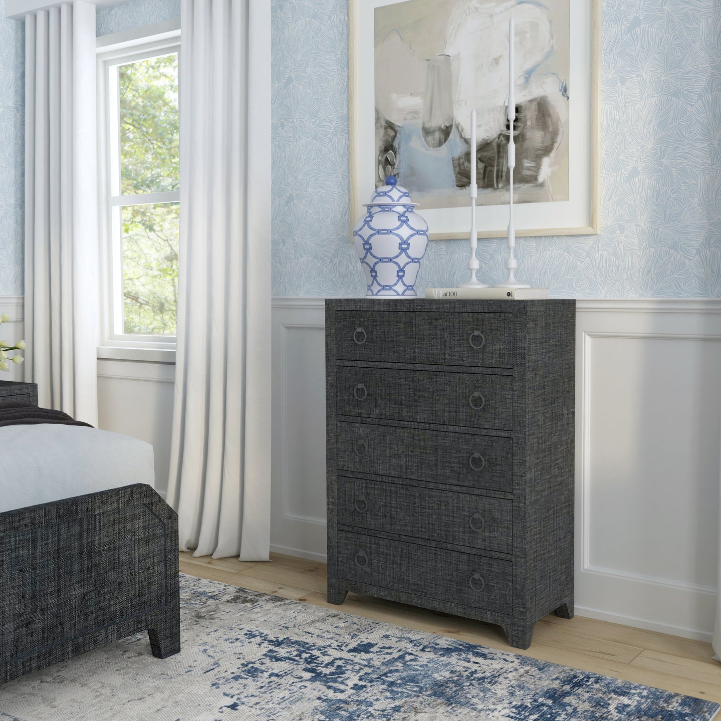 Butler Specialty Company Bar Harbor 32 in. W Rectangular Raffia 5 Drawer Dresser, Gray