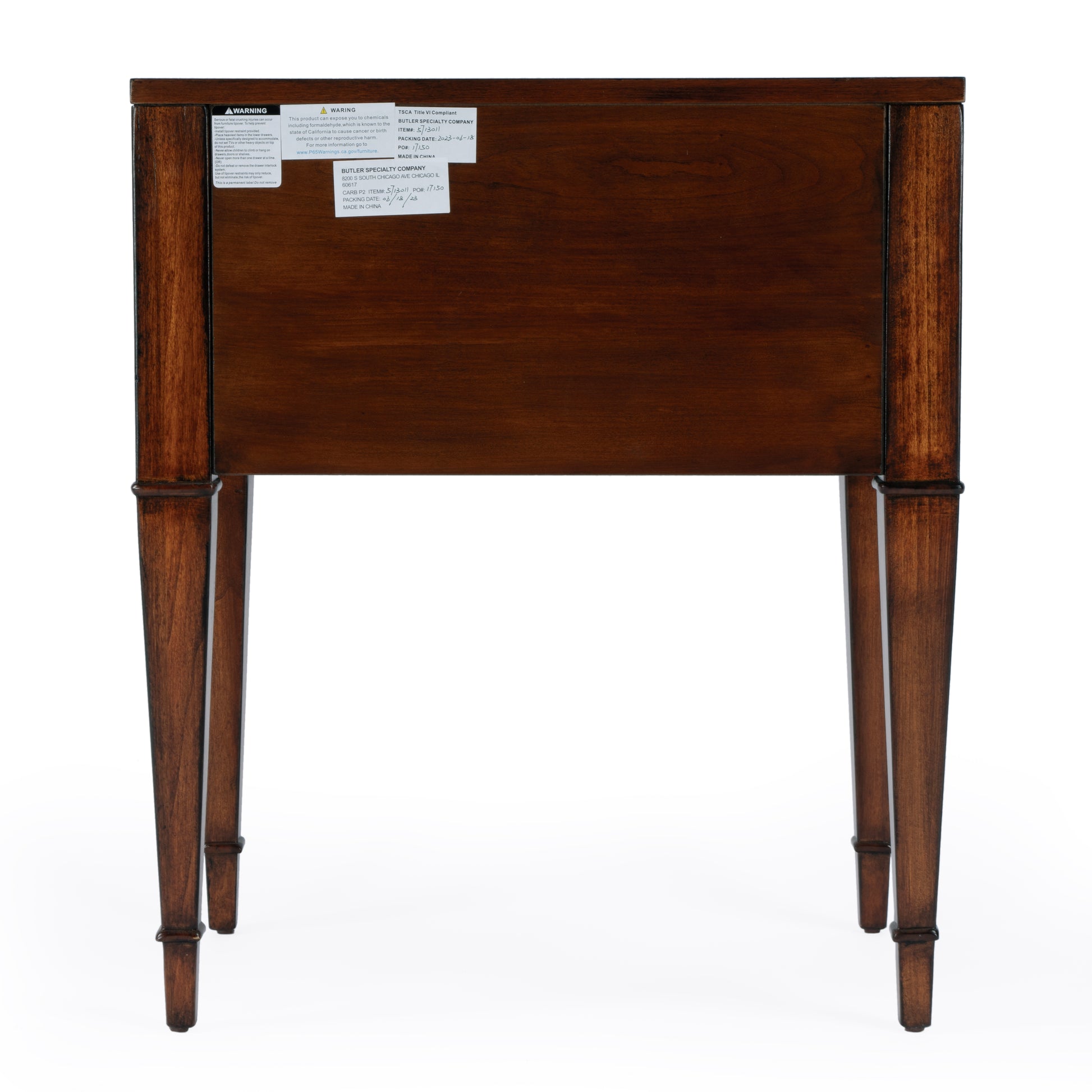 Butler Specialty Company Kai 24 in. W Rectangular Wood 2 Drawer End Table, Medium Brown