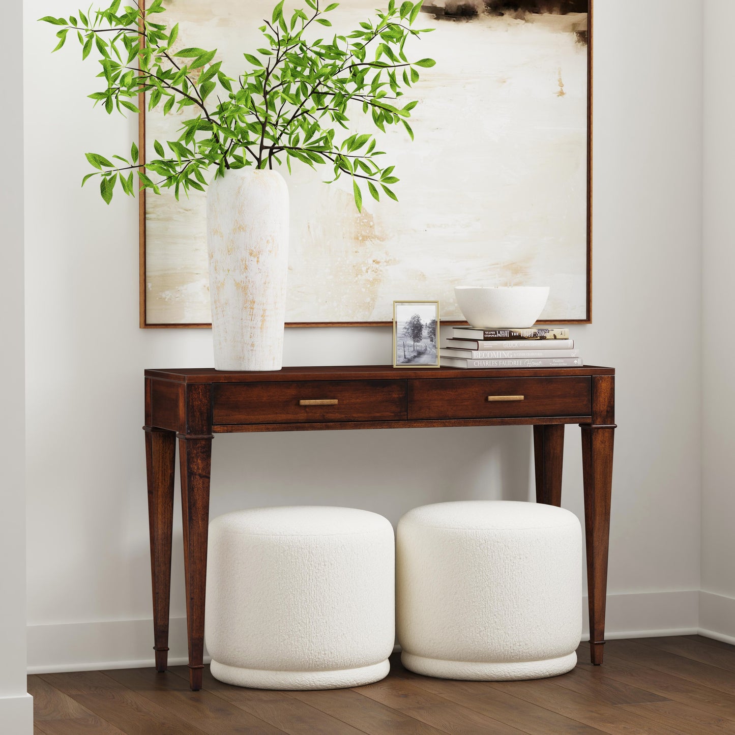 Kai 2 Drawer 45" Wood Console Table in Medium Brown 5714011