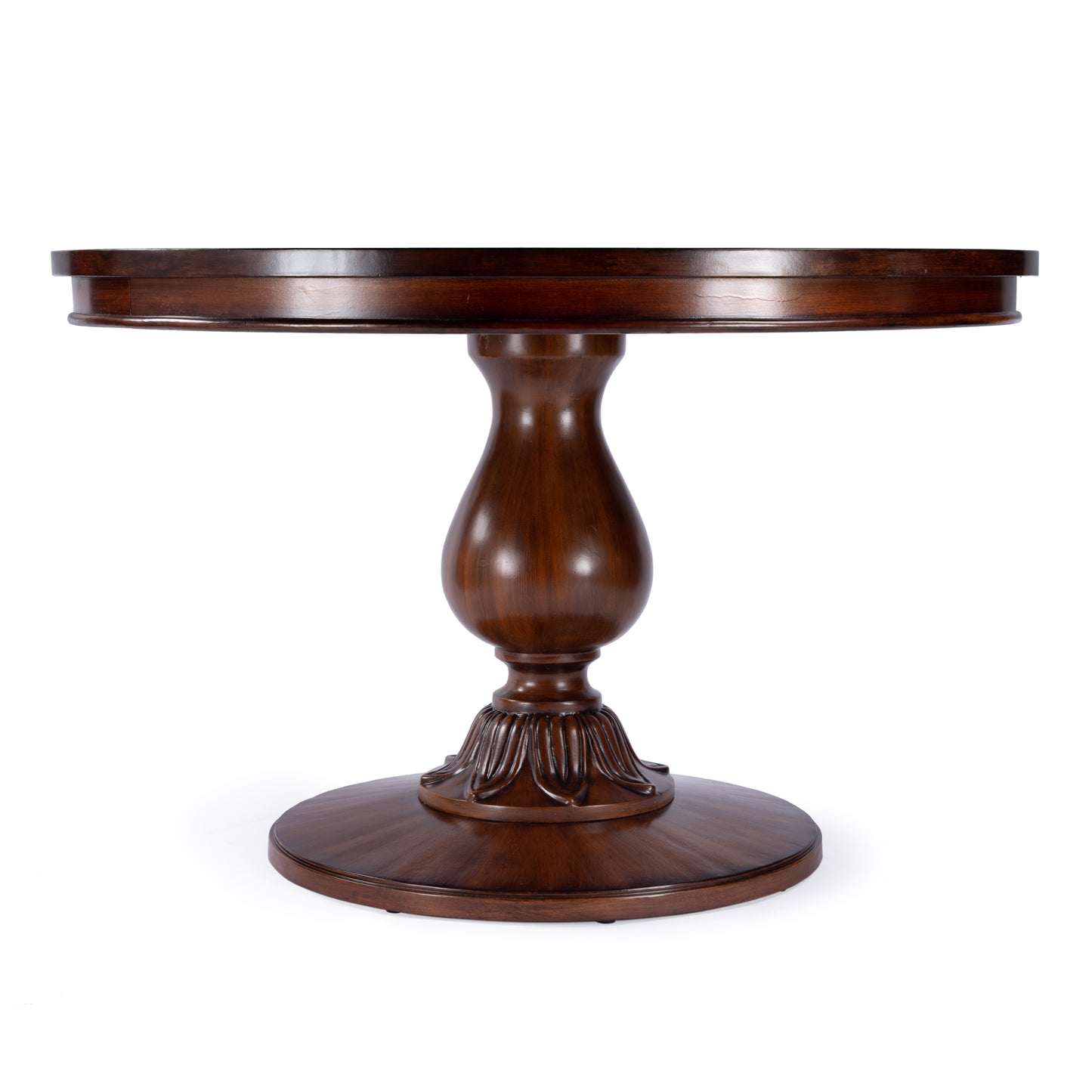 Butler Specialty Company Evie 48 in. W Round Wood Single Pedestal Dining Table, Medium Brown
