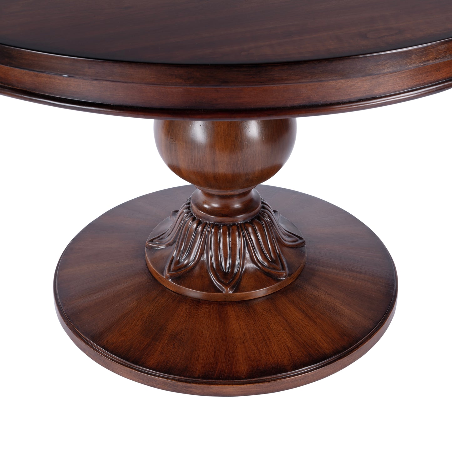 Butler Specialty Company Evie 48 in. W Round Wood Single Pedestal Dining Table, Medium Brown