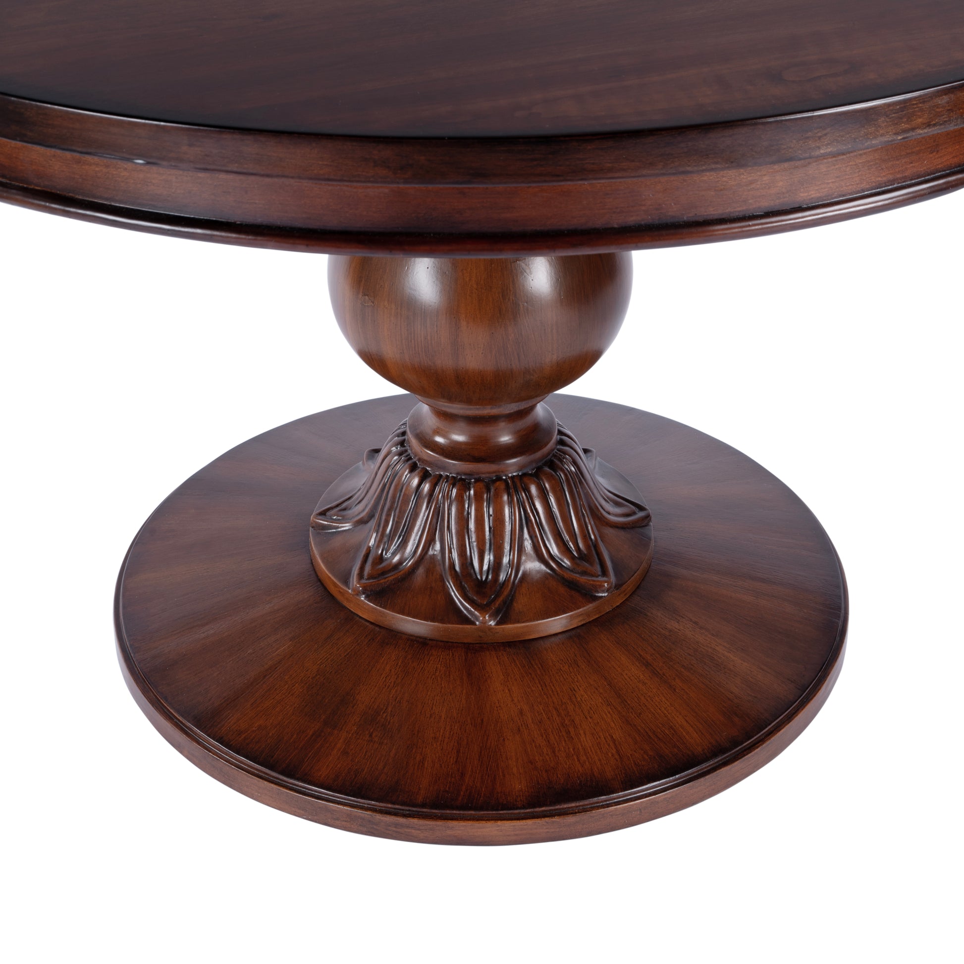 Butler Specialty Company Evie 48 in. W Round Wood Single Pedestal Dining Table, Medium Brown