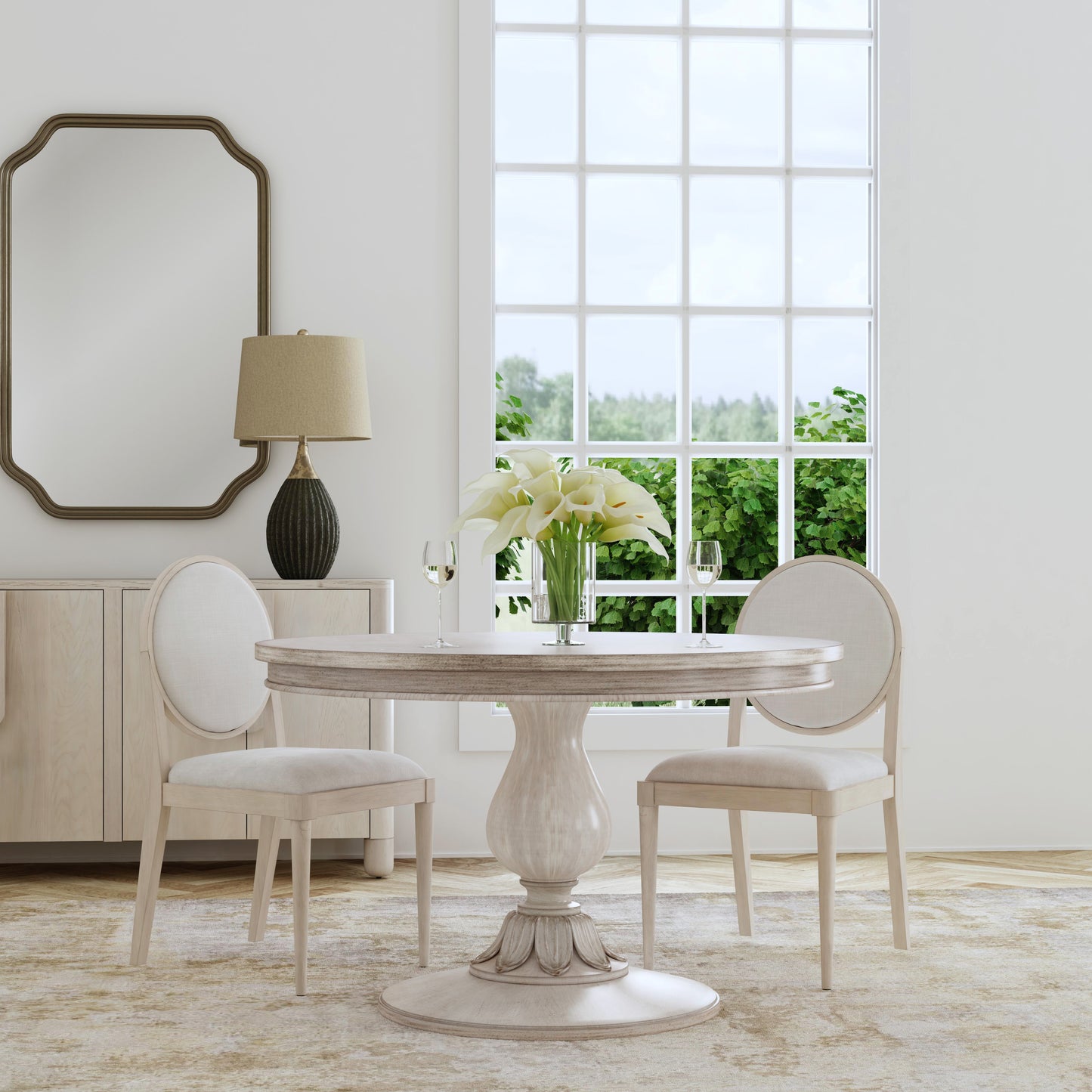 Butler Specialty Company Evie 48 in. W Round Wood Single Pedestal Dining Table, Light Brown