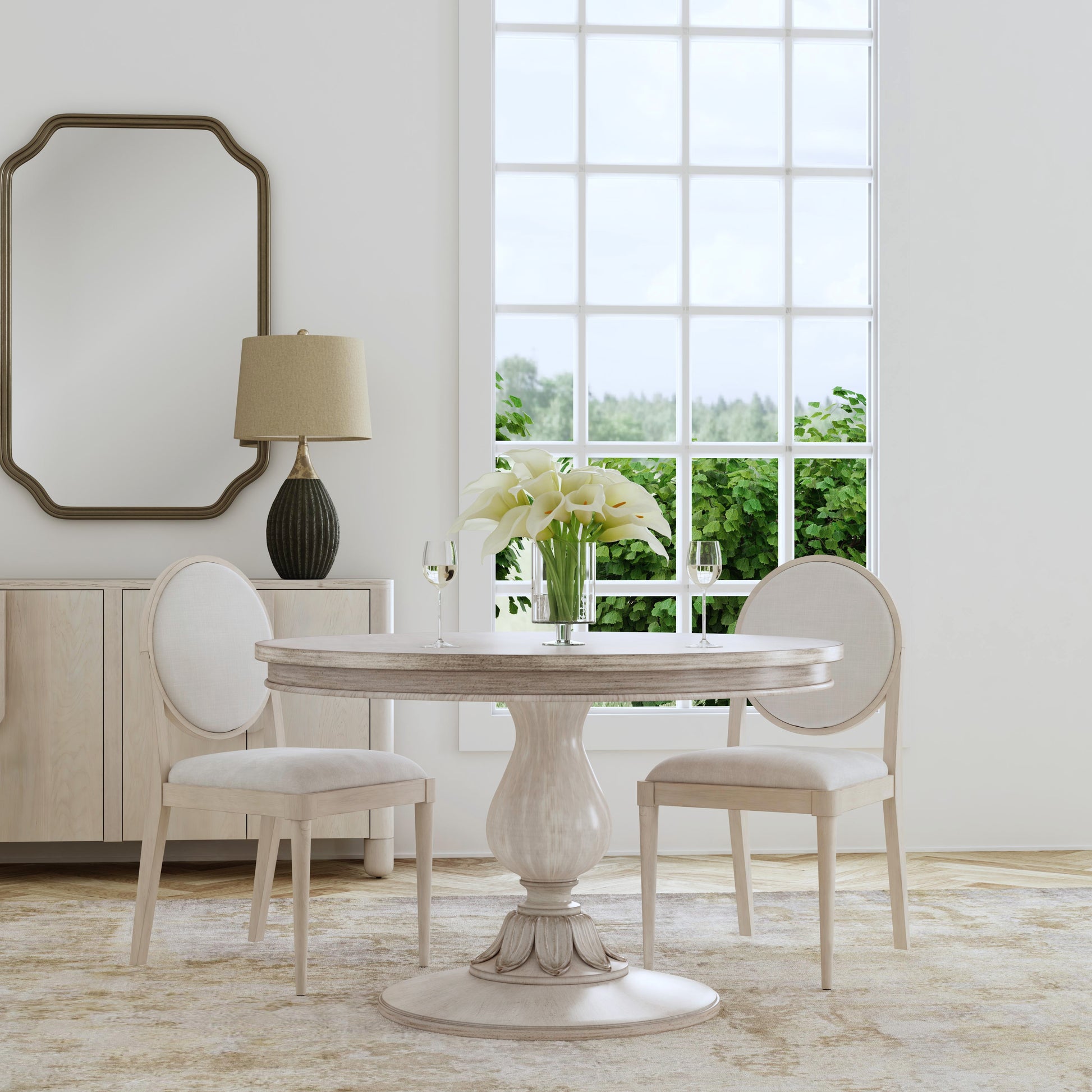 Butler Specialty Company Evie 48 in. W Round Wood Single Pedestal Dining Table, Light Brown