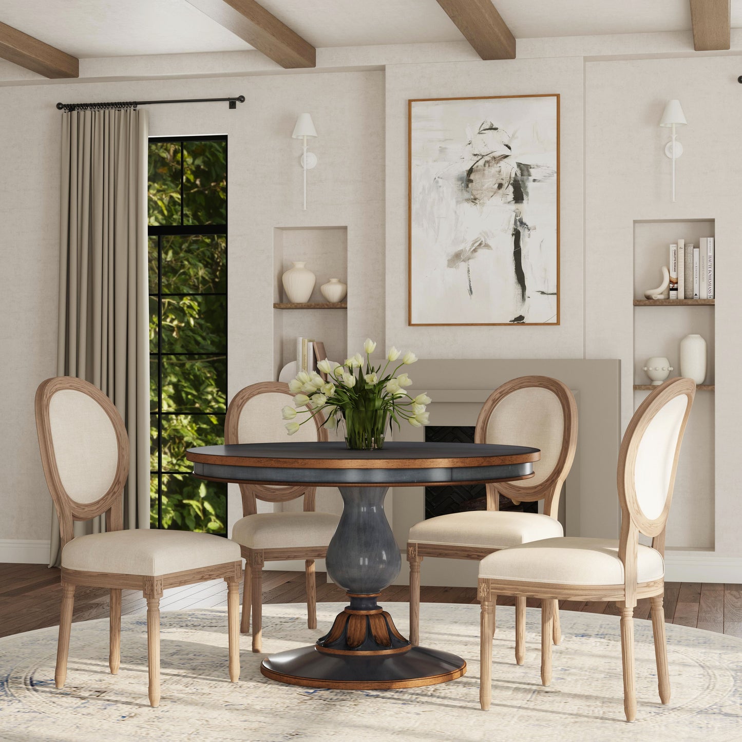 Butler Specialty Company Evie 48 in. W Round Wood Single Pedestal Dining Table, Pastel Blue