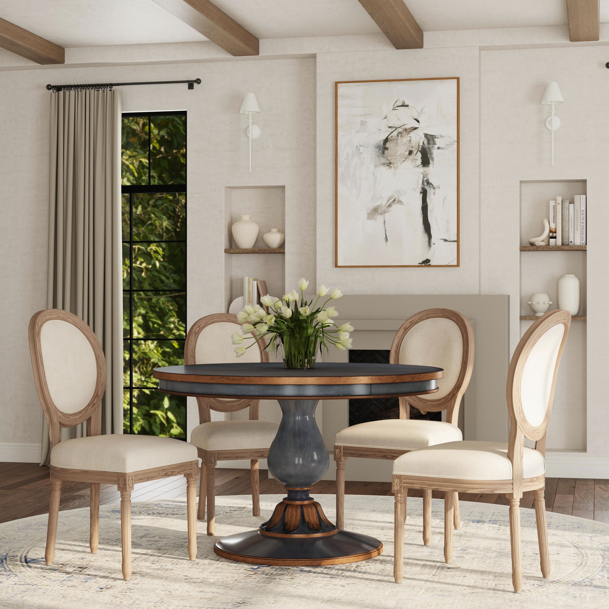 Butler Specialty Company Evie 48 in. W Round Wood Single Pedestal Dining Table, Pastel Blue
