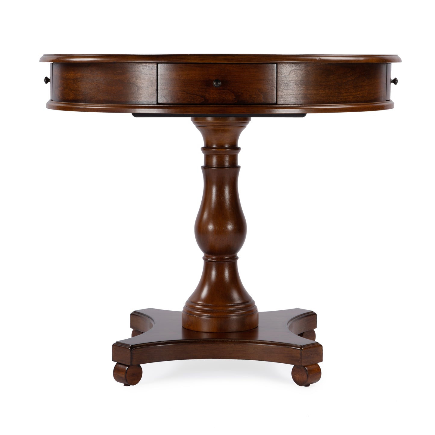 Butler Specialty Company Fredrik 34 in. W Round Wood Pedestal Base Game table, Medium Brown