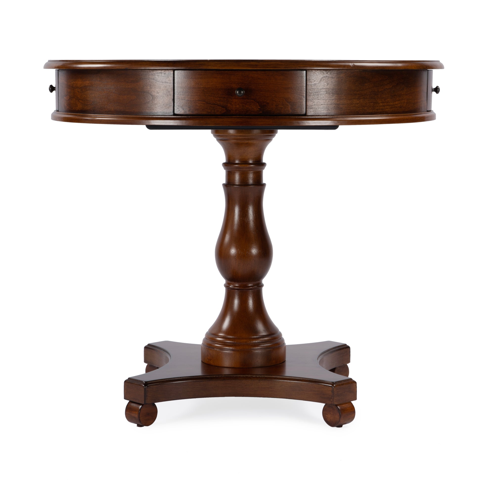 Butler Specialty Company Fredrik 34 in. W Round Wood Pedestal Base Game table, Medium Brown