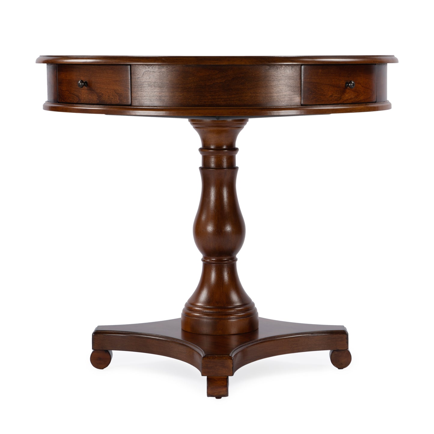 Butler Specialty Company Fredrik 34 in. W Round Wood Pedestal Base Game table, Medium Brown