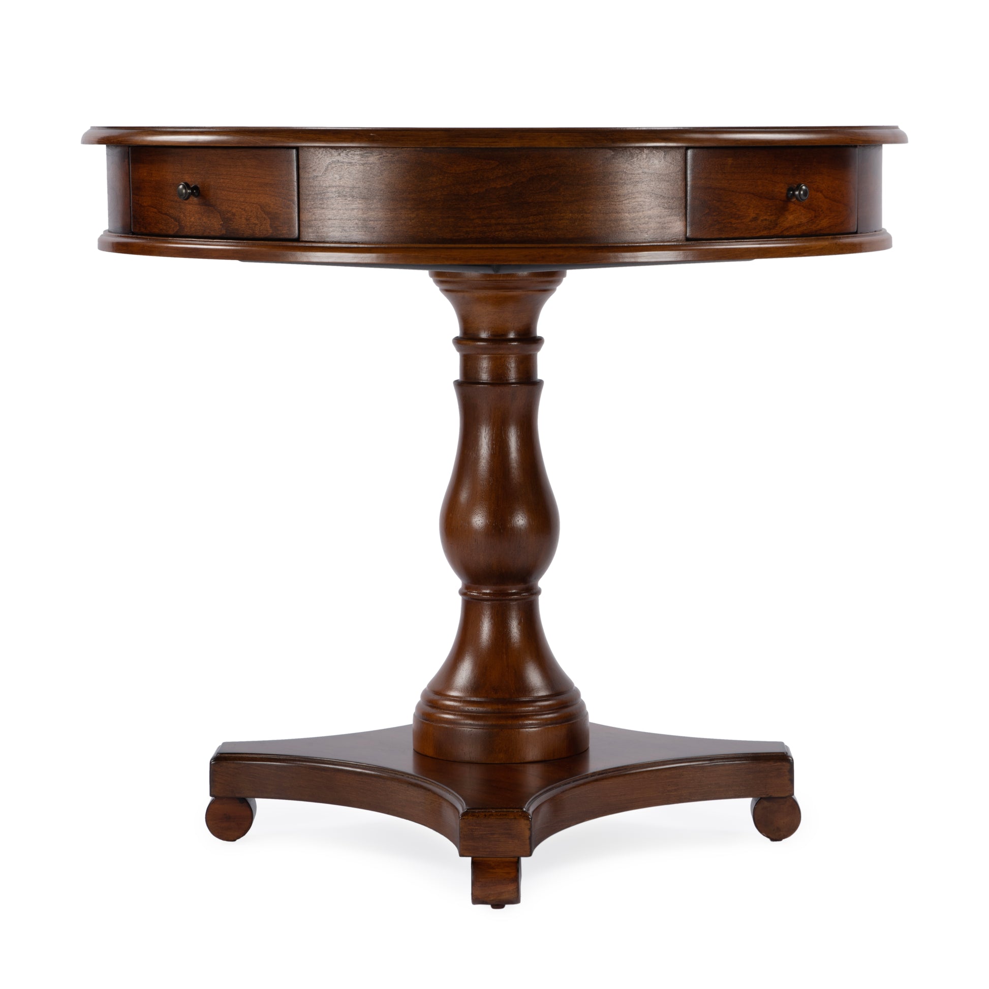 Butler Specialty Company Fredrik 34 in. W Round Wood Pedestal Base Game table, Medium Brown
