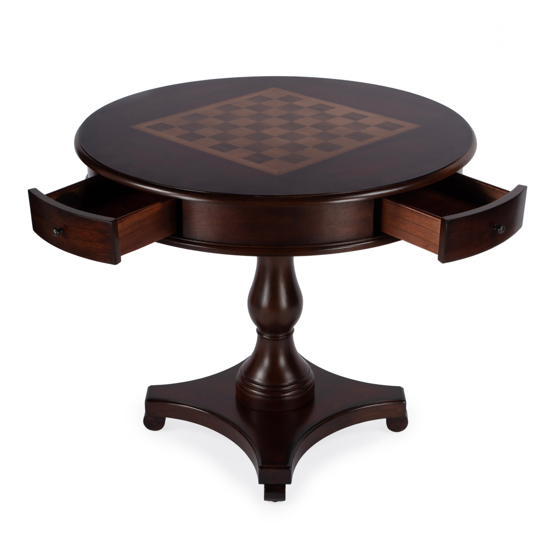Butler Specialty Company Fredrik 34 in. W Round Wood Pedestal Base Game table, Dark Brown