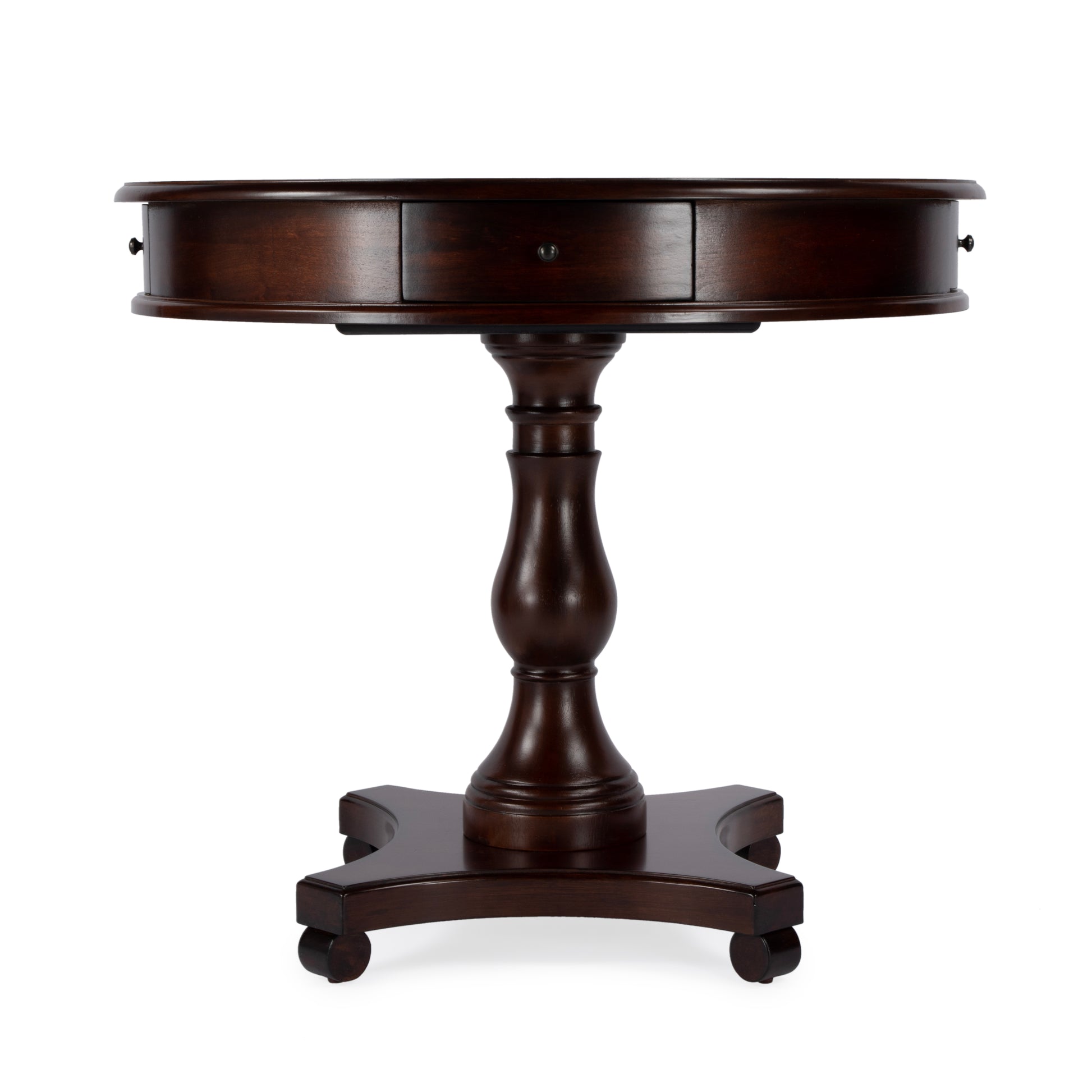 Butler Specialty Company Fredrik 34 in. W Round Wood Pedestal Base Game table, Dark Brown