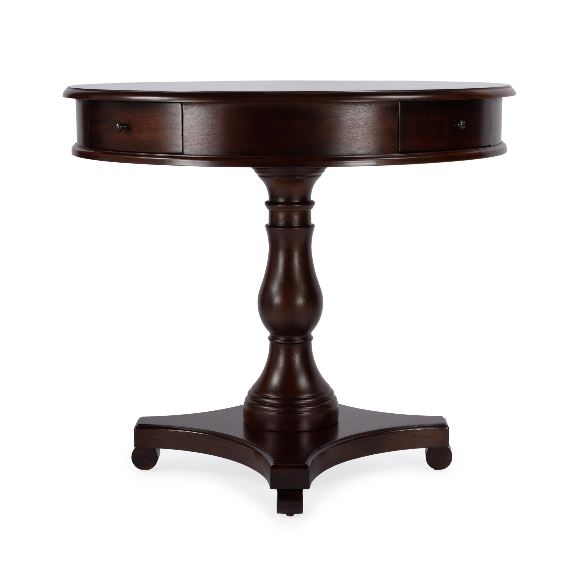 Butler Specialty Company Fredrik 34 in. W Round Wood Pedestal Base Game table, Dark Brown