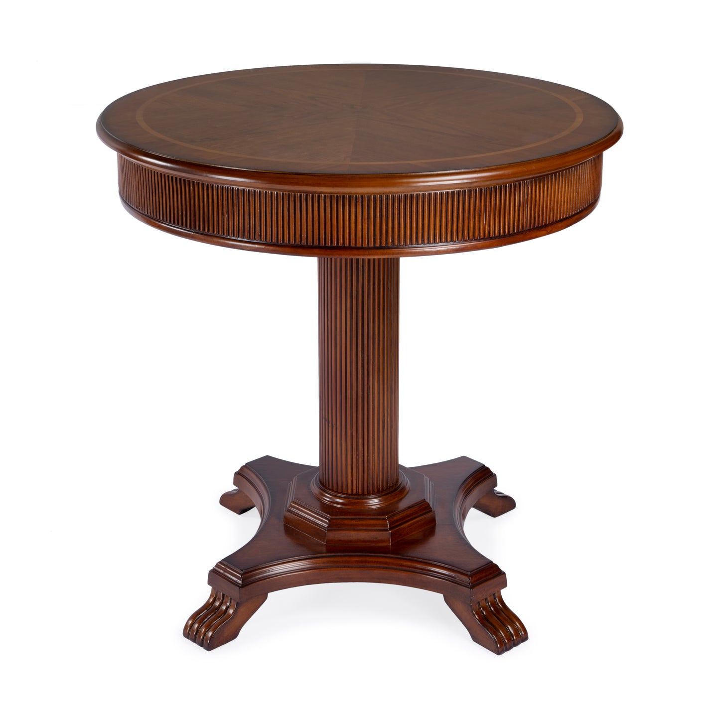 Ellsworth 36" Ribbed Pedestal Foyer Table in Brown 5719101