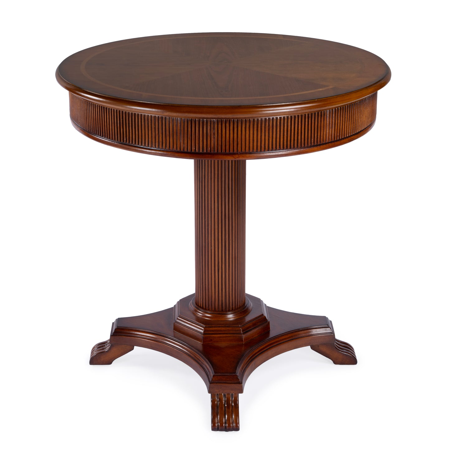 Ellsworth 36" Ribbed Pedestal Foyer Table in Brown 5719101