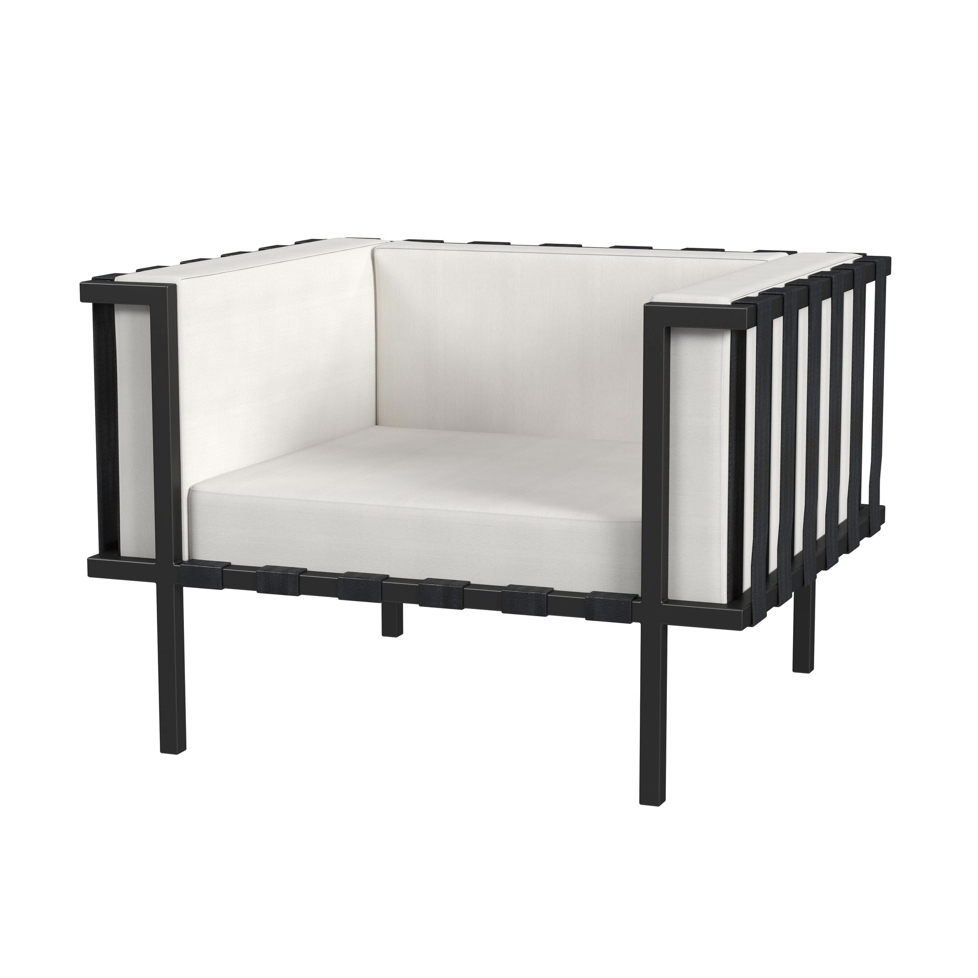 Butler Specialty Company Norway Outdoor 33 in. W Upholstered and Metal Club Chair with Cushion, Black and White
