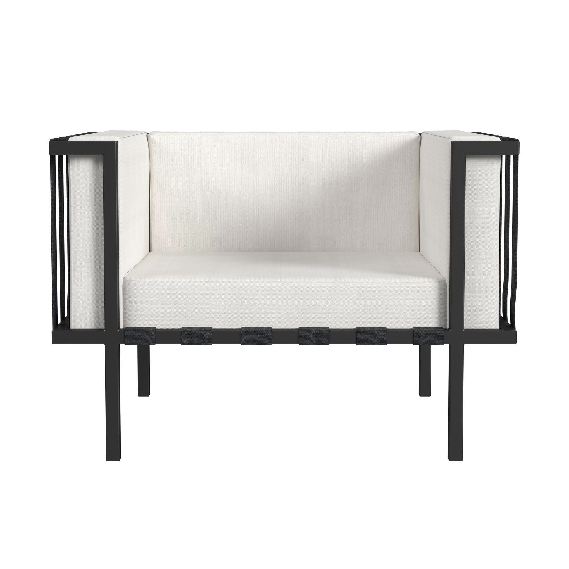 Butler Specialty Company Norway Outdoor 33 in. W Upholstered and Metal Club Chair with Cushion, Black and White