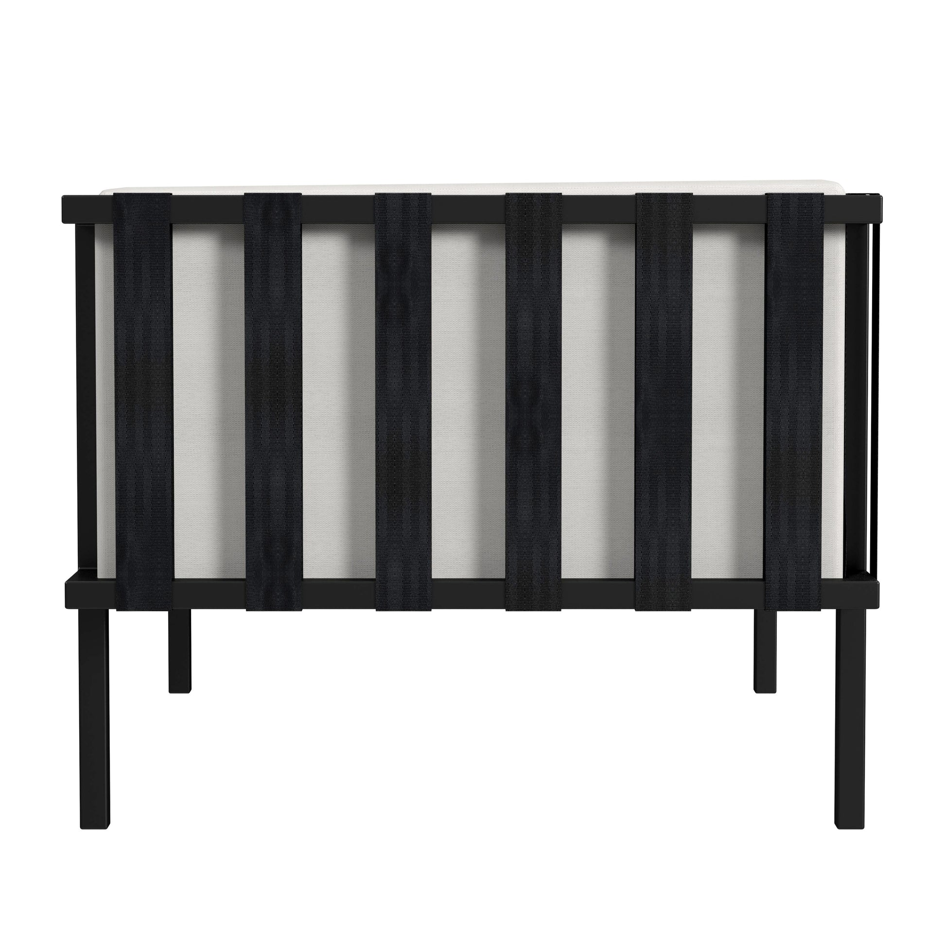 Butler Specialty Company Norway Outdoor 76.5 in. W Rectangular Upholstered and Metal Patio Sofa with Cushions, Black and White