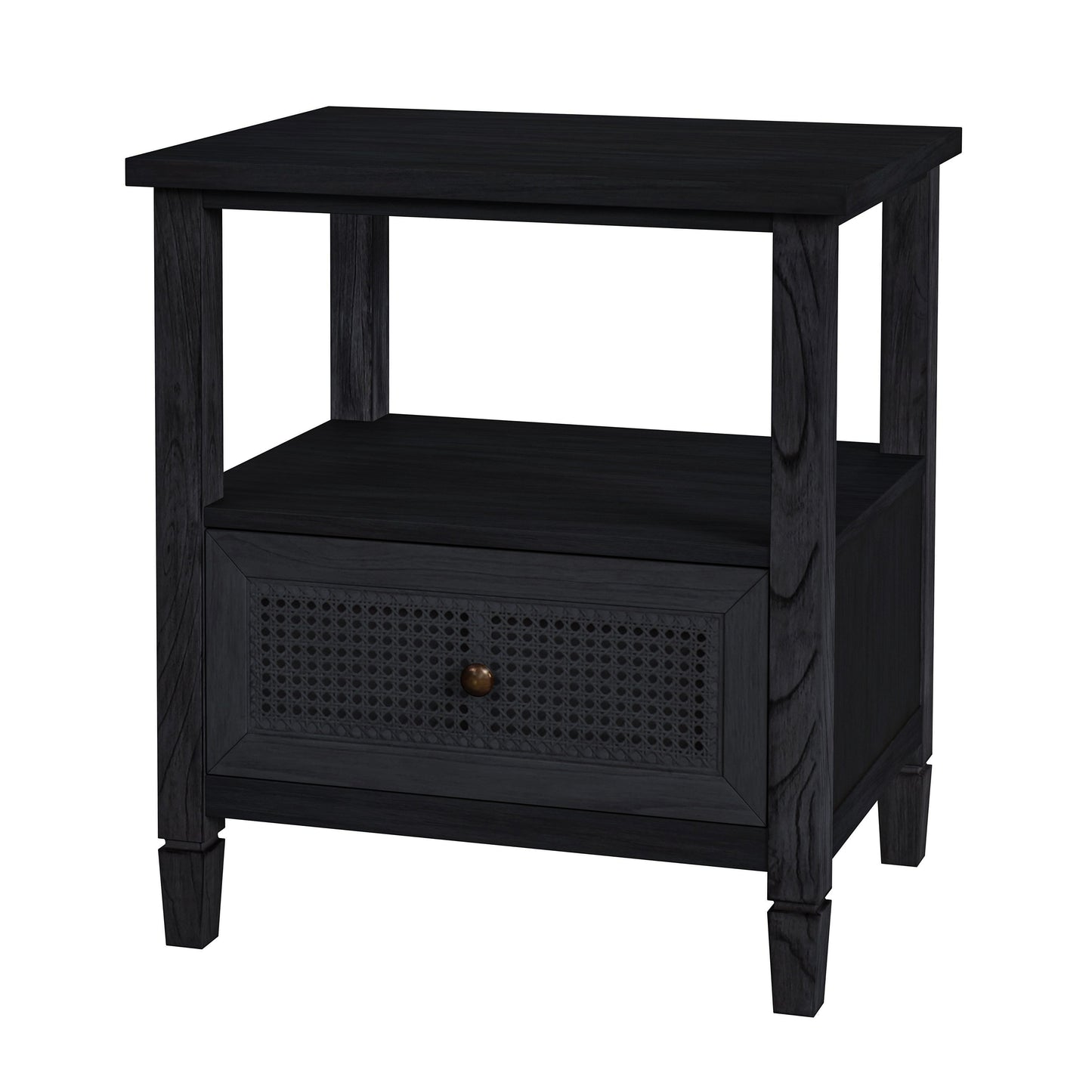 Flagstaff 1-Drawer Cane Nightstand in Black 5727432