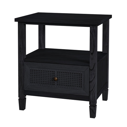 Flagstaff 1-Drawer Cane Nightstand in Black  5727432
