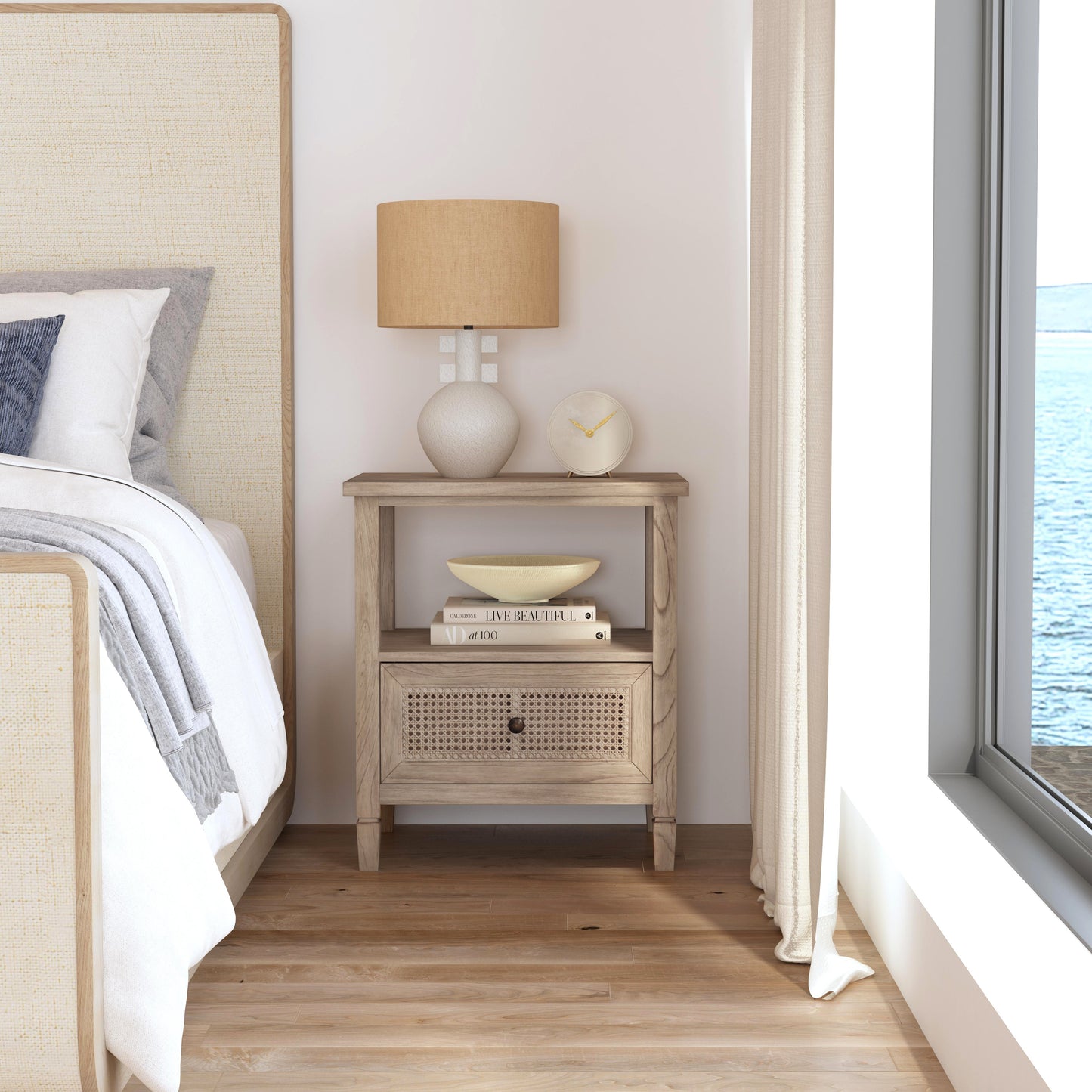 Flagstaff 1-Drawer Cane Nightstand in Natural 5727449