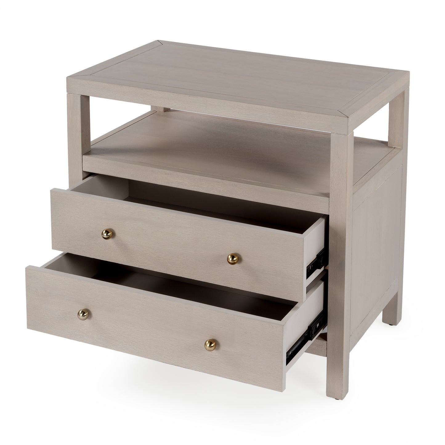 Nora 2-Drawer Wide Nightstand in Taupe 5732450