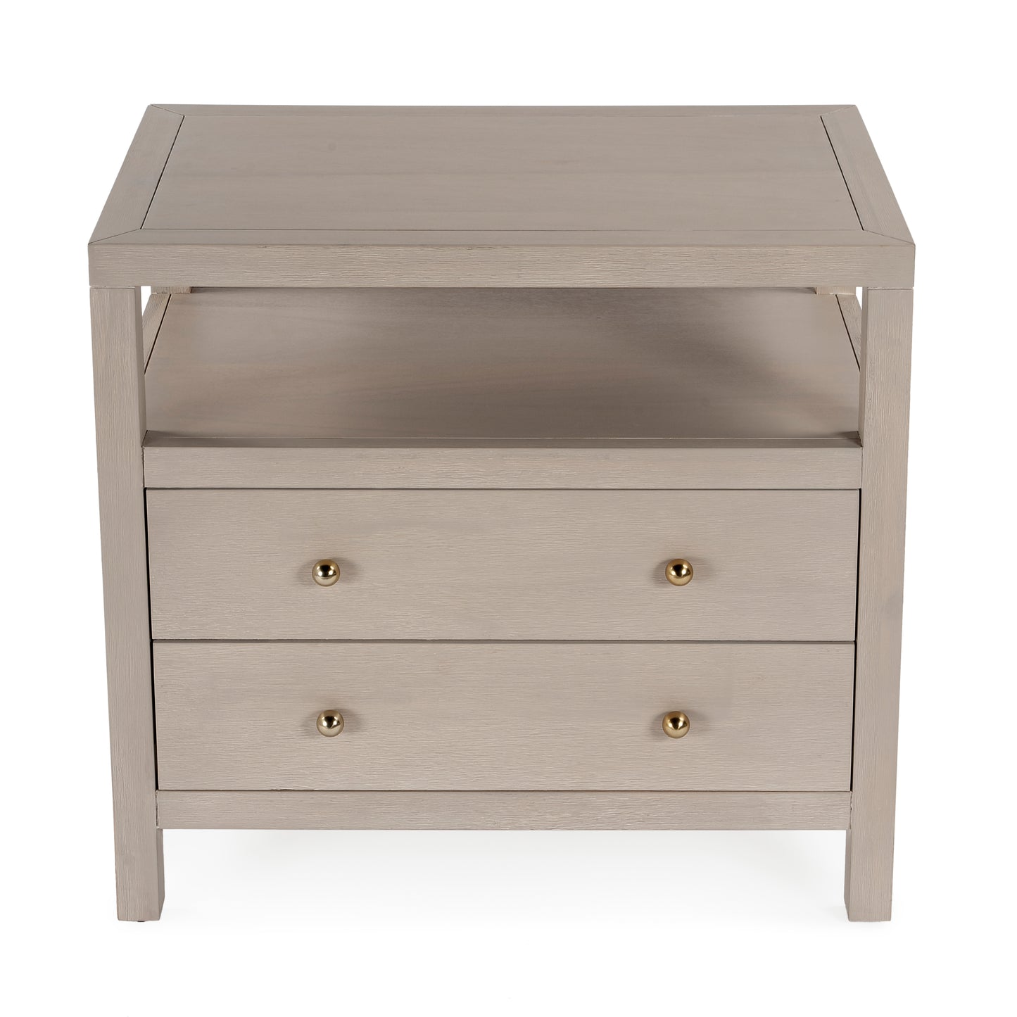 Nora 2-Drawer Wide Nightstand in Taupe 5732450