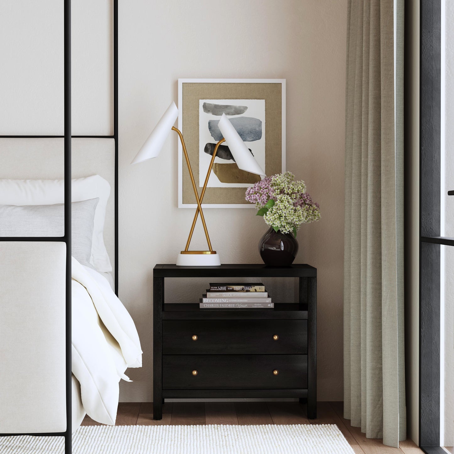 Nora 2-Drawer Wide Nightstand in Coffee 5732451