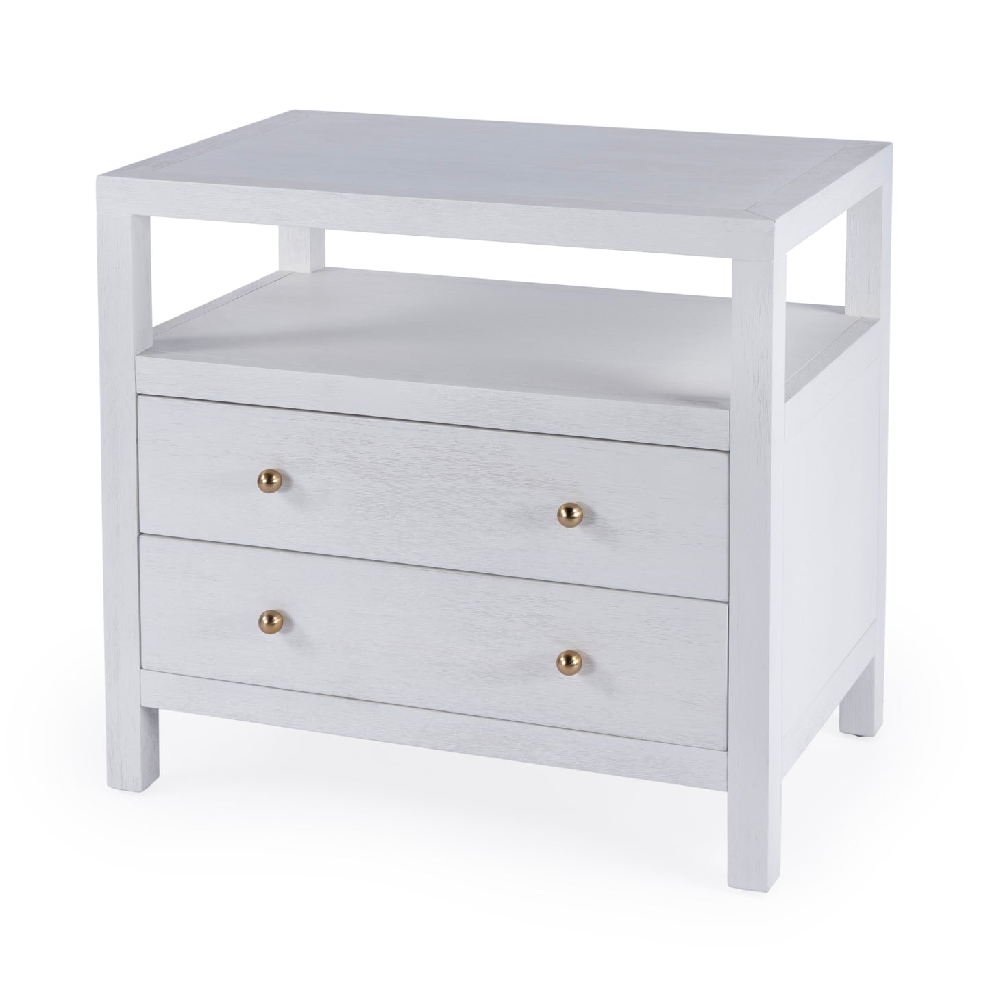 Nora 2-Drawer Wide Nightstand in White 5732477