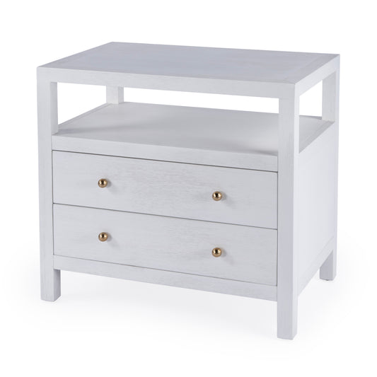 Nora 2-Drawer Wide Nightstand in White 5732477