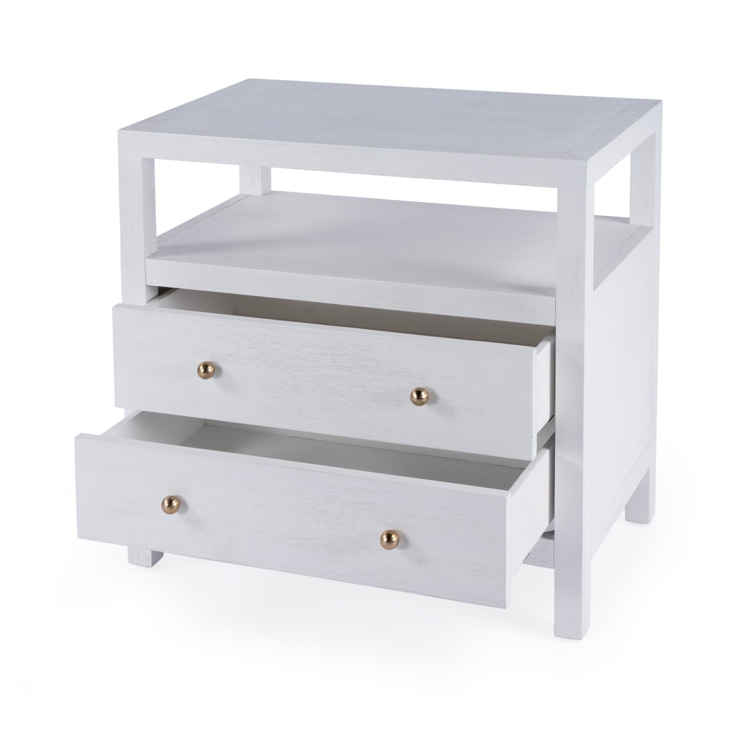 Nora 2-Drawer Wide Nightstand in White 5732477