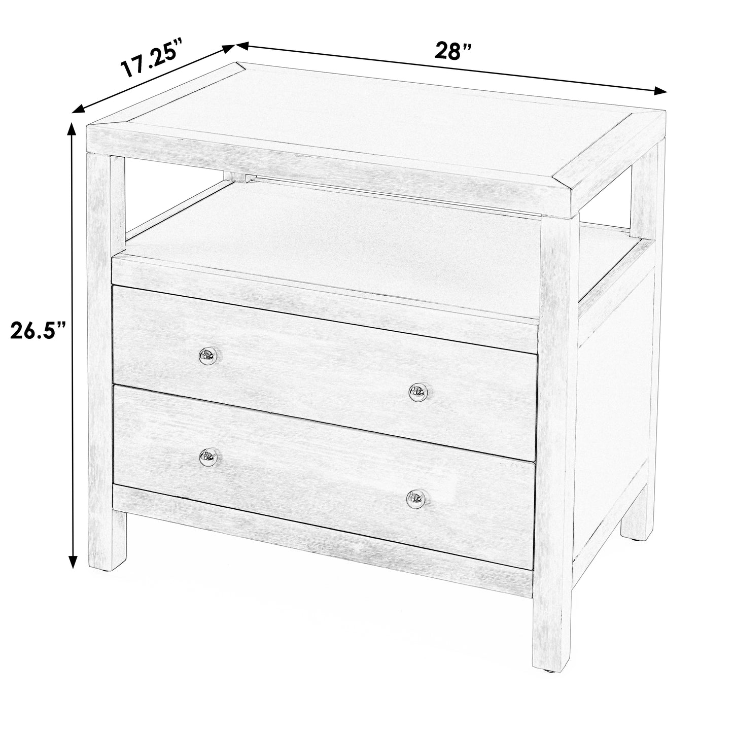Nora 2-Drawer Wide Nightstand in White 5732477