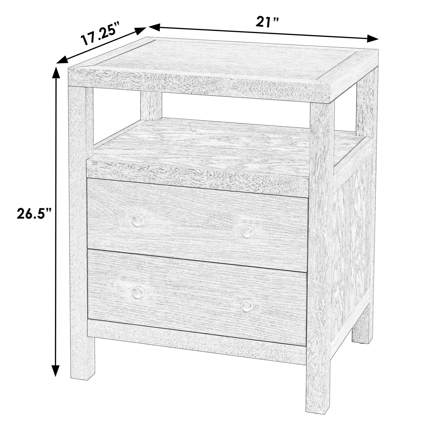 Nora 2-Drawer Nightstand in White  5734477