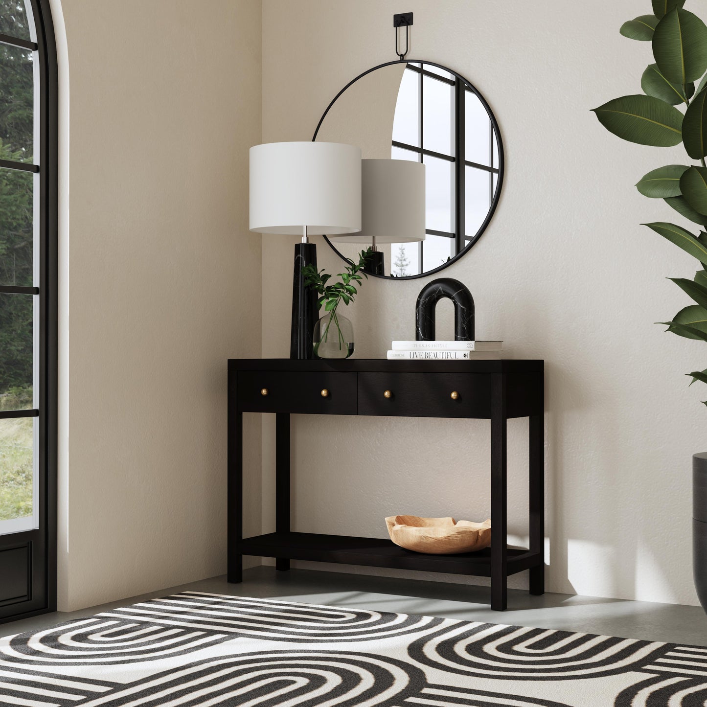 Nora 2 Drawer Console Table in Coffee 5739451