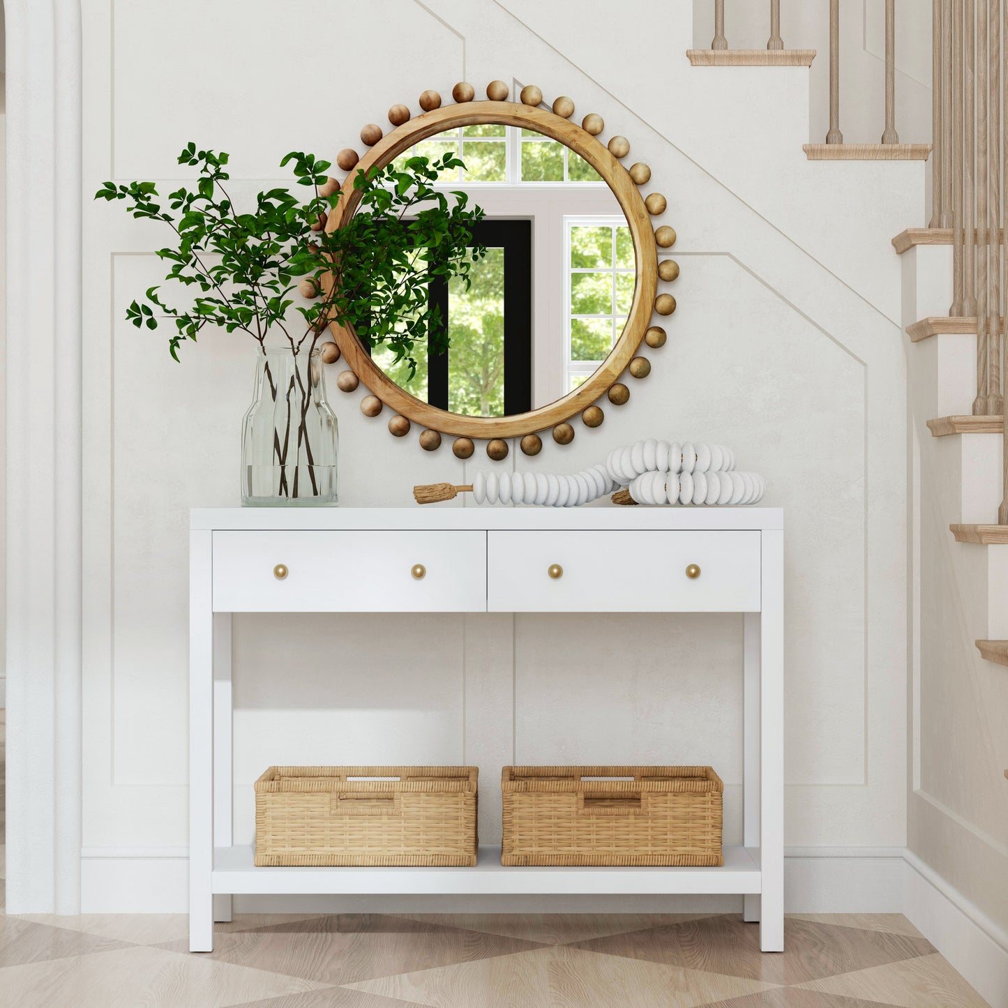 Nora 2 Drawer Console Table in White 5739477