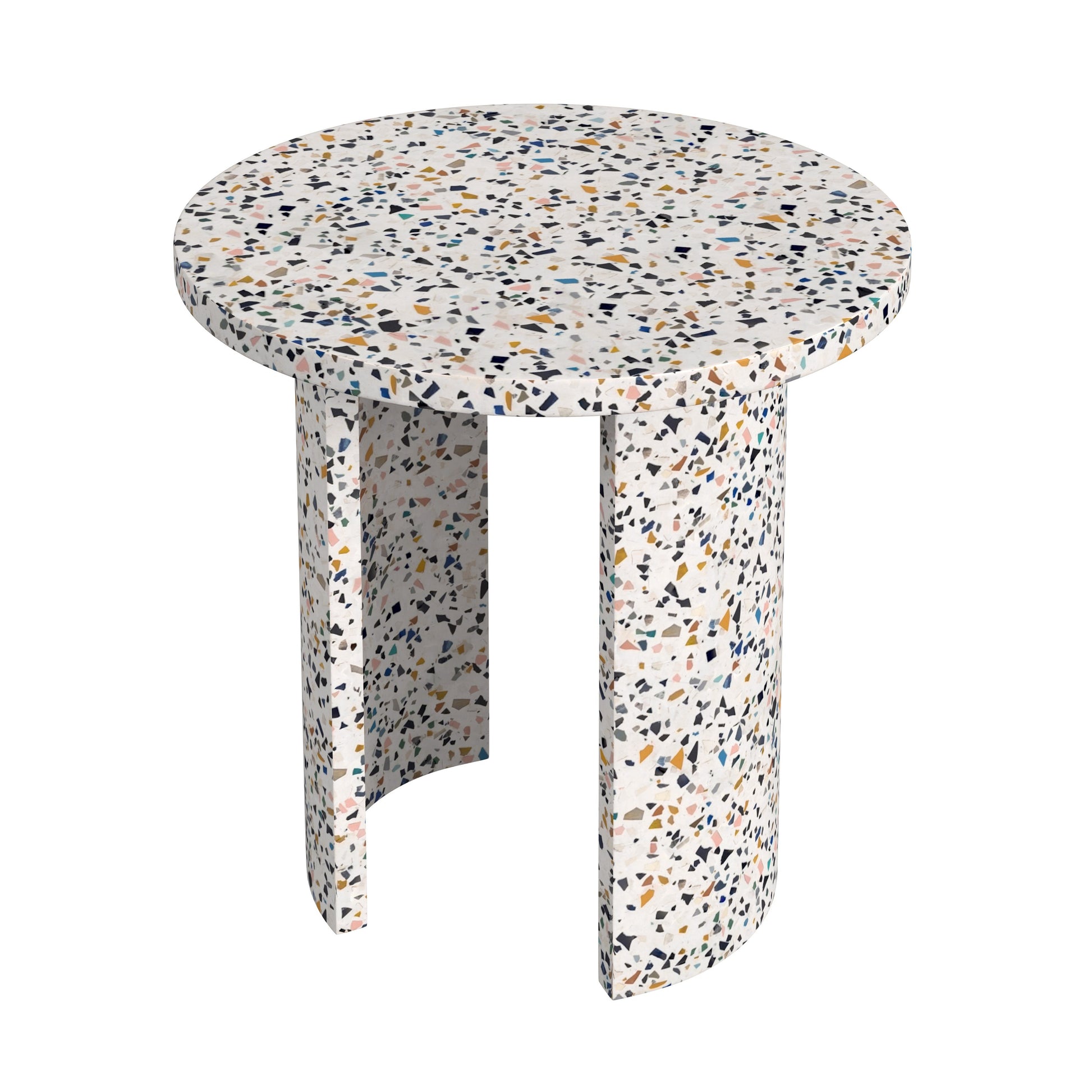 Butler Specialty Company Siesta Outdoor 19.25 in. W Round Terrazzo Marble Side Table, White