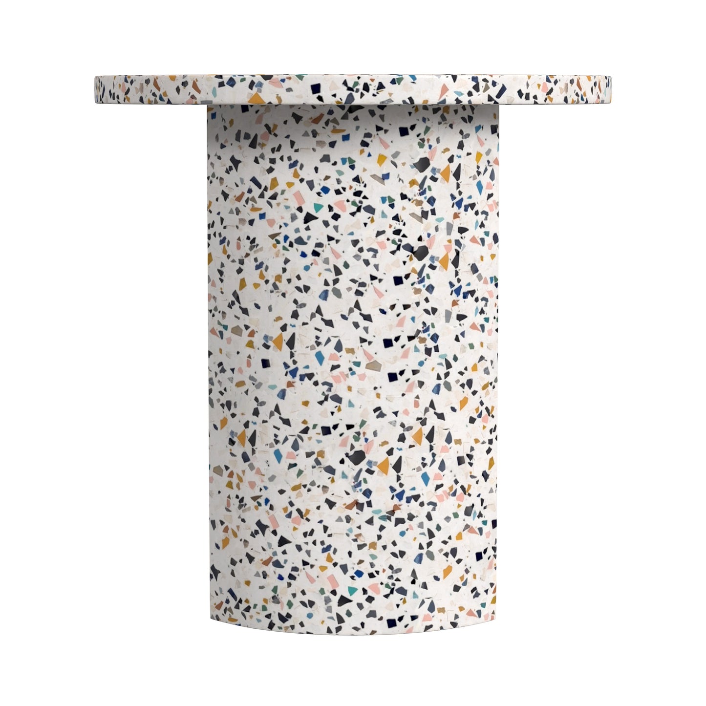 Butler Specialty Company Siesta Outdoor 19.25 in. W Round Terrazzo Marble Side Table, White