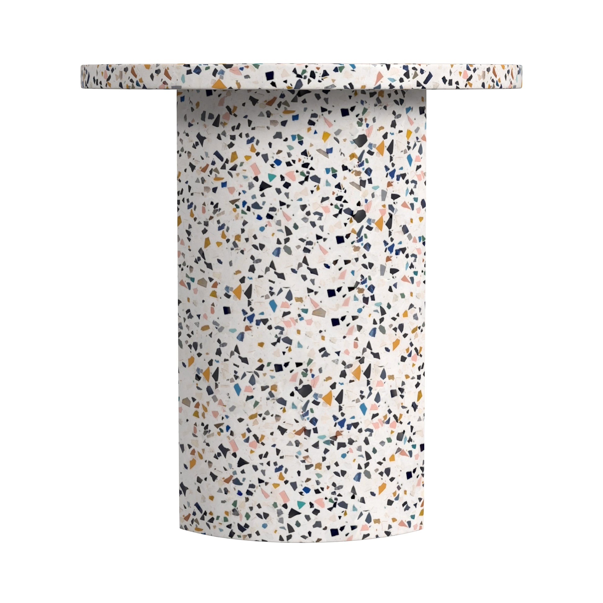 Butler Specialty Company Siesta Outdoor 19.25 in. W Round Terrazzo Marble Side Table, White
