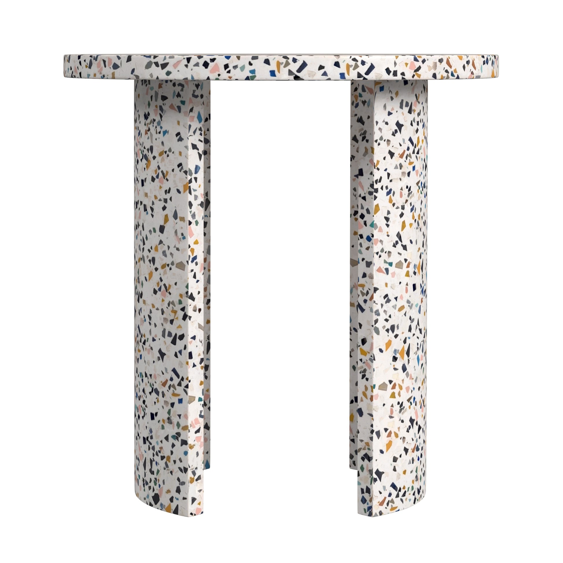 Butler Specialty Company Siesta Outdoor 19.25 in. W Round Terrazzo Marble Side Table, White