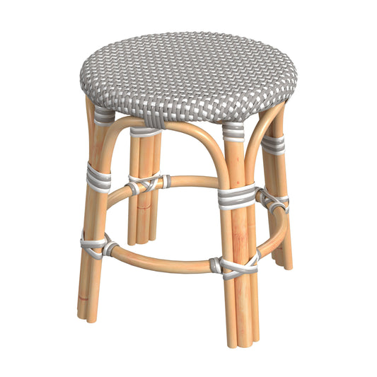 Tobias Rattan Round 18" Stool in Gray and White 5745266