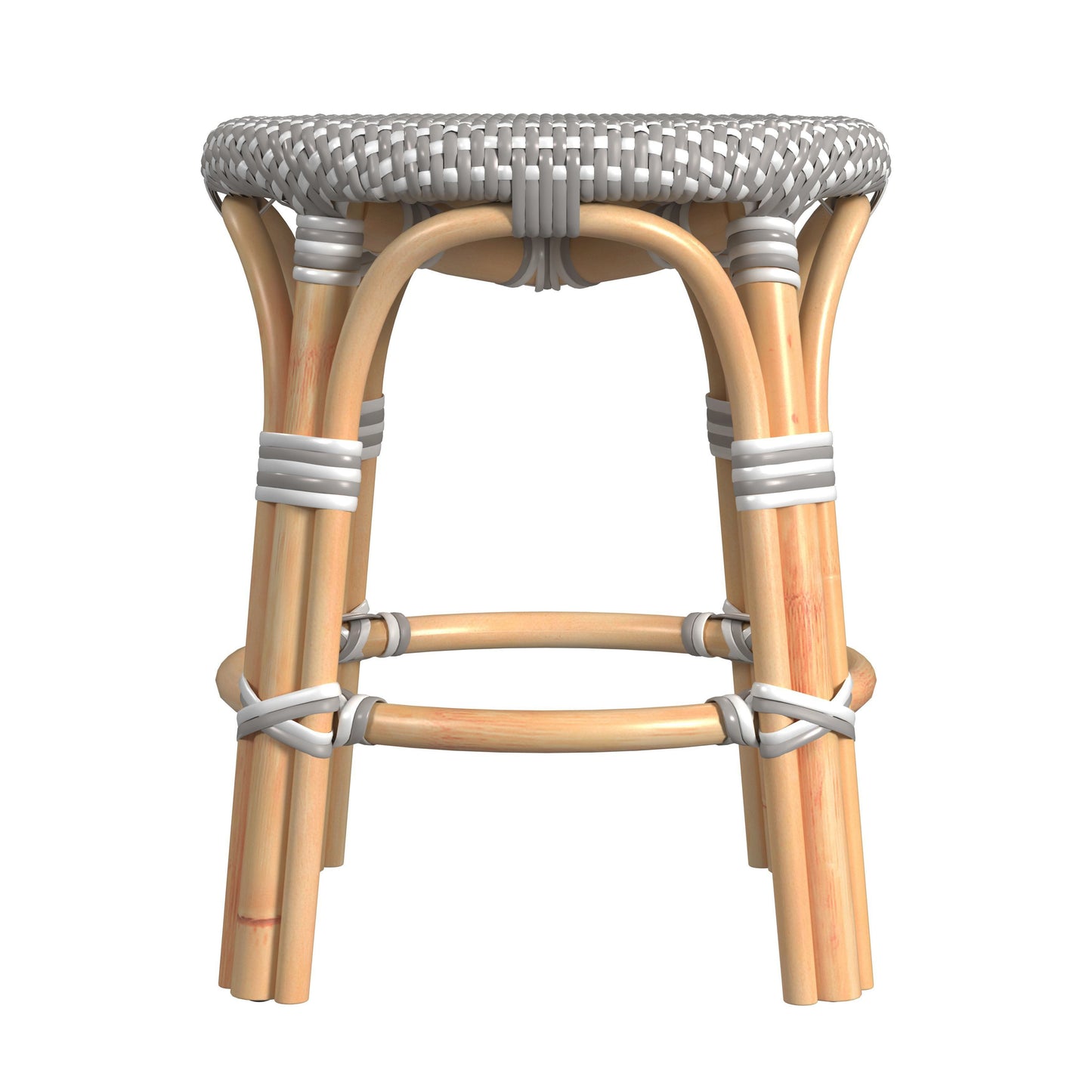 Tobias Rattan Round 18" Stool in Gray and White 5745266